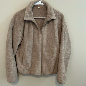 Uniqlo Cozy Tan Fleece Zip-Up Jacket